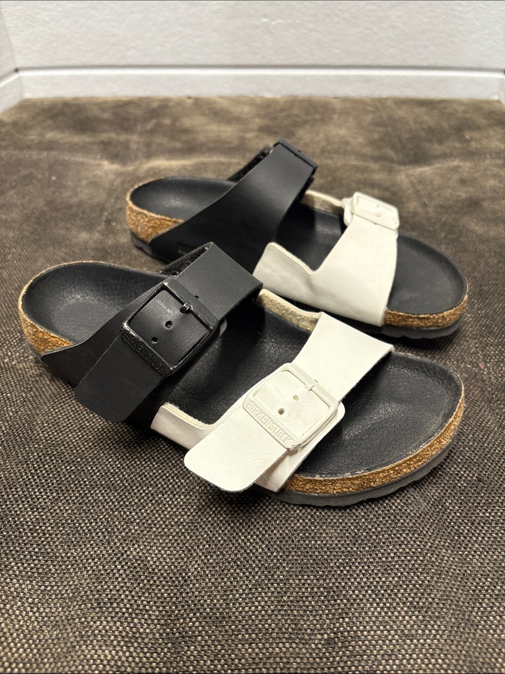 Birkenstock Kids Arizona Split Birko-Flor Sandals Black/White